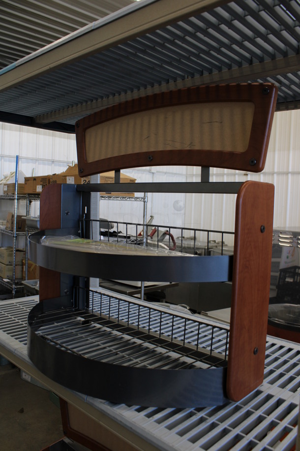 Wood Pattern and Metal Countertop 2 Tier Display Rack Merchandiser. 26x14x26 - Image 2 of 3