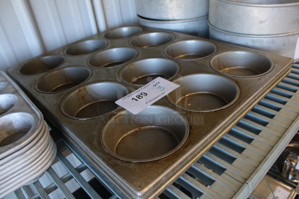 3 Metal 12 Cup Muffin Baking Pans. 15.5x20.5x2. 3 Times Your Bid! - Image 2 of 2