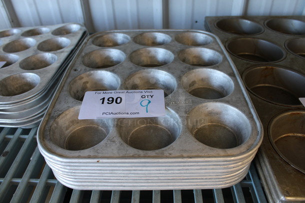 9 Metal 12 Cup Muffin Baking Pans. 10x13x2. 9 Times Your Bid!