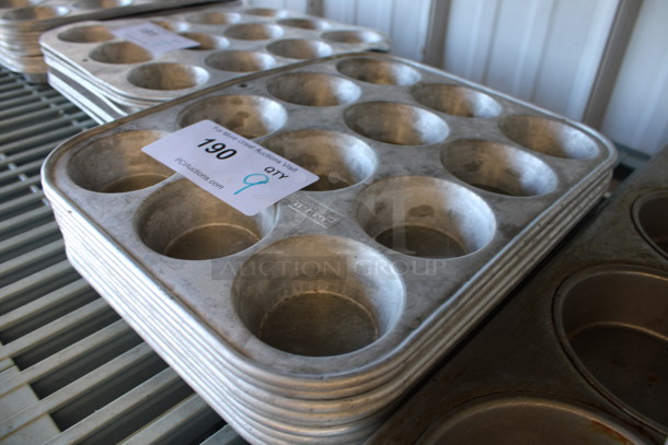 9 Metal 12 Cup Muffin Baking Pans. 10x13x2. 9 Times Your Bid! - Image 2 of 2