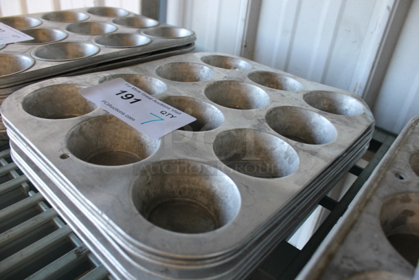 7 Metal 12 Cup Muffin Baking Pans. 10x13x2. 7 Times Your Bid! - Image 2 of 2