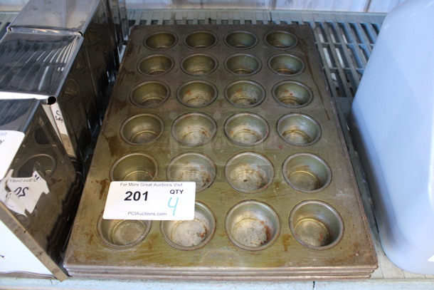 4 Metal 24 Cup Muffin Baking Pans. 13x18x2. 4 Times Your Bid!