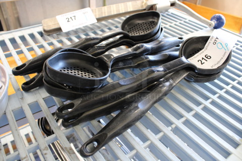9 Black Poly Straining Serving Spoons. 13". 9 Times Your Bid!