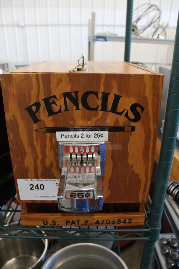 Wooden Countertop Pencil Dispenser. Comes w/ Key! 10.5x21x13