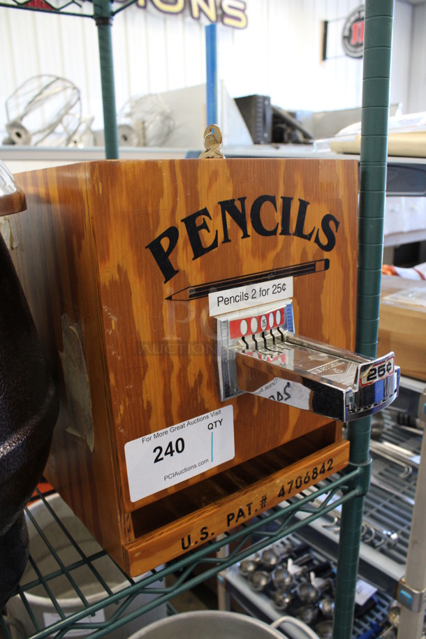 Wooden Countertop Pencil Dispenser. Comes w/ Key! 10.5x21x13 - Image 2 of 5