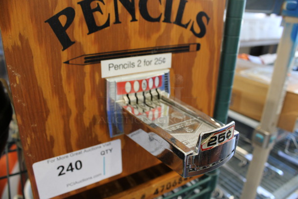 Wooden Countertop Pencil Dispenser. Comes w/ Key! 10.5x21x13 - Image 3 of 5