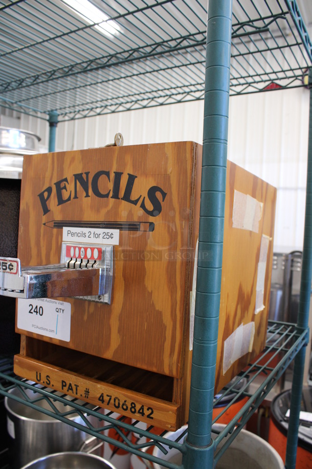 Wooden Countertop Pencil Dispenser. Comes w/ Key! 10.5x21x13 - Image 4 of 5