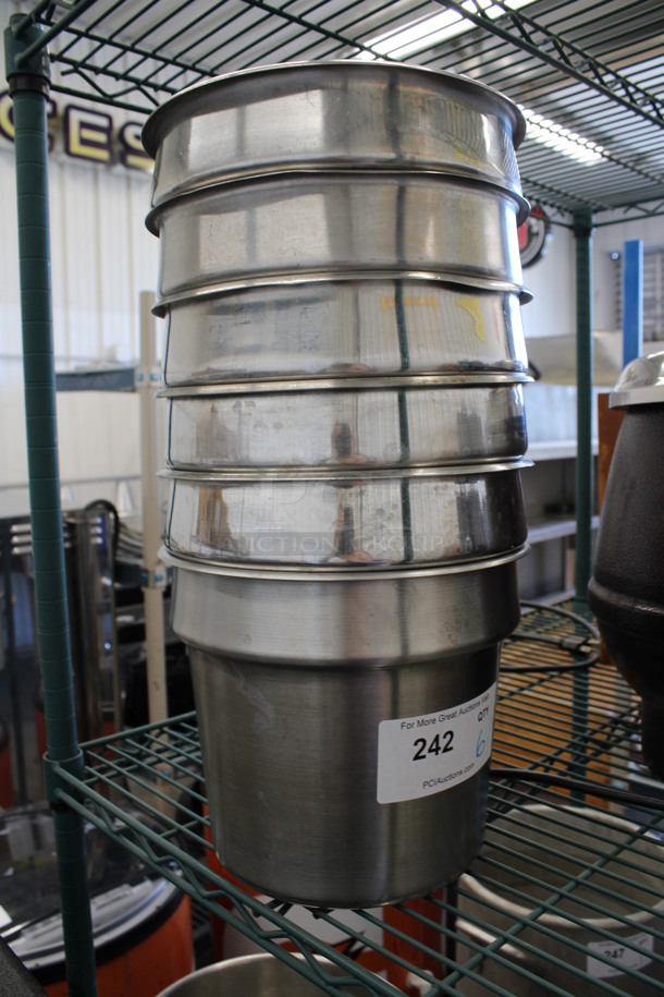6 Stainless Steel Cylindrical Drop In Bins. 9.5x9.5x8. 6 Times Your Bid! - Image 2 of 2