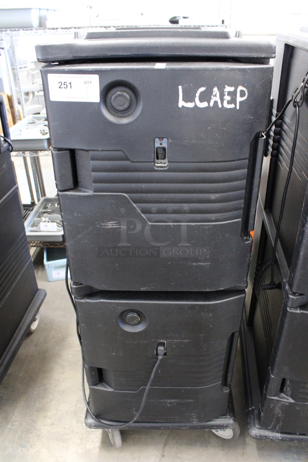 Cambro Black Poly Insulated Double Deck Portable Food Holder on Commercial Casters. 21x28x54 - Image 1 of 6