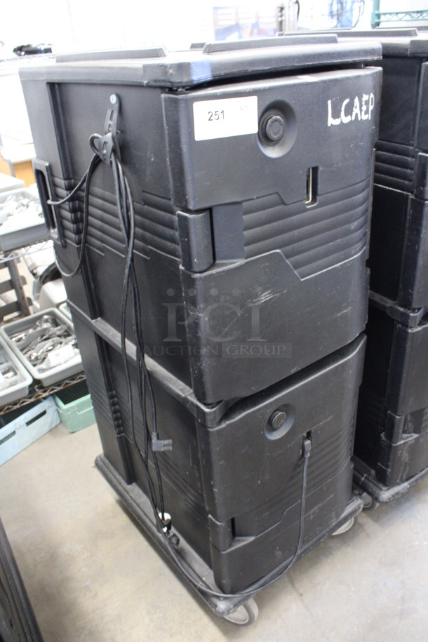 Cambro Black Poly Insulated Double Deck Portable Food Holder on Commercial Casters. 21x28x54 - Image 2 of 6