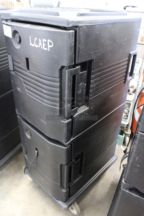 Cambro Black Poly Insulated Double Deck Portable Food Holder on Commercial Casters. 21x28x54 - Image 3 of 6