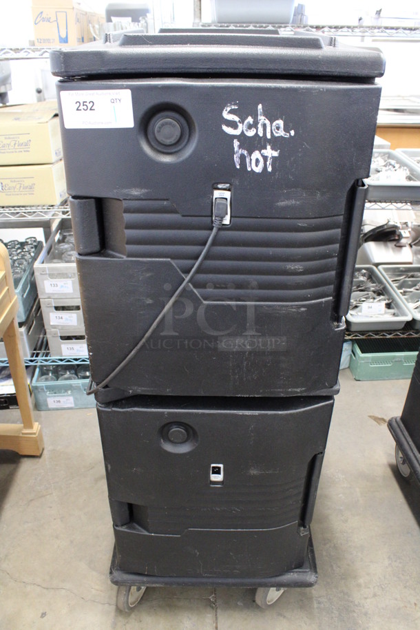 Cambro Black Poly Insulated Double Deck Portable Food Holder on Commercial Casters. 21x28x54 - Image 1 of 6