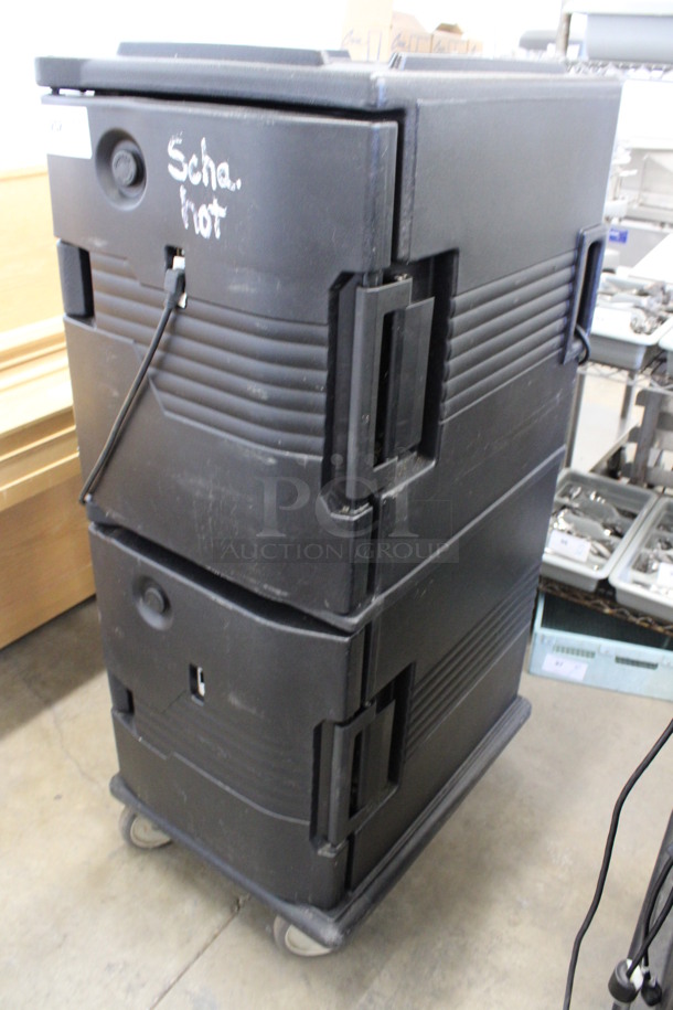 Cambro Black Poly Insulated Double Deck Portable Food Holder on Commercial Casters. 21x28x54 - Image 2 of 6