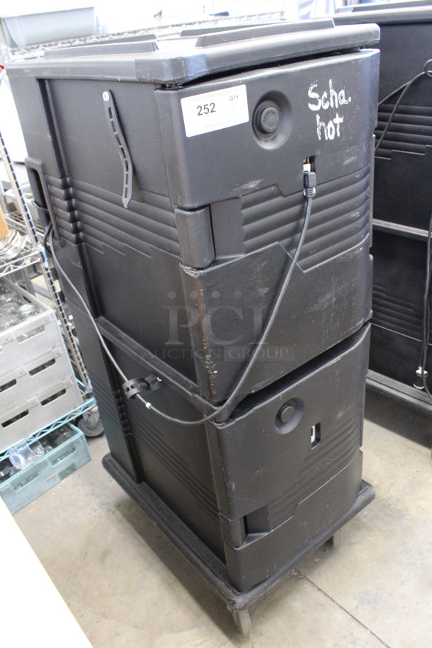 Cambro Black Poly Insulated Double Deck Portable Food Holder on Commercial Casters. 21x28x54 - Image 3 of 6