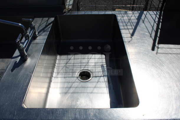 Stainless Steel Commercial Table w/ 3 Sink Bays, 2 Faucets, Handles, 2 Drawers and 2 Under Shelves. 162x36x34.5. Bay 18x30x10 - Image 5 of 7
