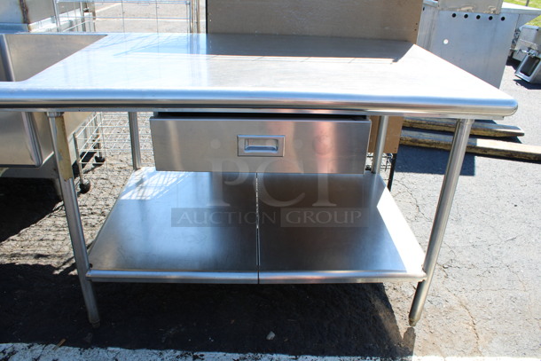 Stainless Steel Commercial Table w/ 3 Sink Bays, 2 Faucets, Handles, 2 Drawers and 2 Under Shelves. 162x36x34.5. Bay 18x30x10 - Image 7 of 7