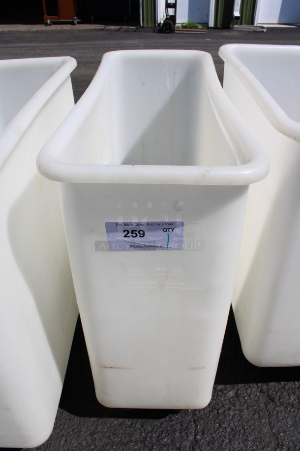 White Poly Ingredient Bin on Commercial Casters. 11.5x29.5x27.5
