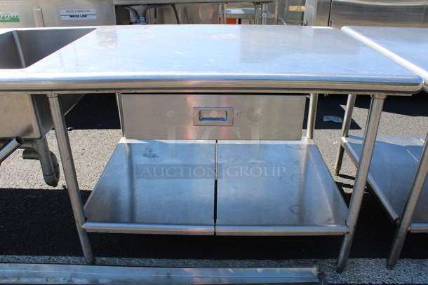 Stainless Steel Commercial Counter w/ 2 Sink Basins, Faucet, Handles, 2 Drawers and Undershelf. 138x36x34. Bay 18x30x10 - Image 7 of 7