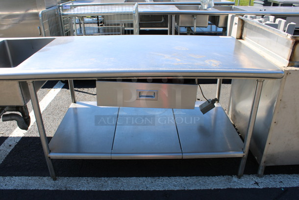 Stainless Steel Commercial Counter w/ 2 Sink Basins, Faucet, Handles, 2 Drawers and Undershelf. 162x36x34. Bay 18x30x10 - Image 5 of 5
