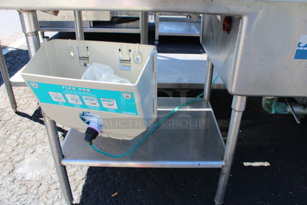 Stainless Steel Commercial 3 Bay Sink w/ Dual Drainboards, Faucets, Handles and Spray Nozzle Attachment. 169x30x42. Bays 24x26x10 - Image 8 of 8