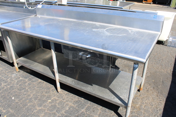 Stainless Steel Commercial Table w/ Back Splash, Drawer and Under Shelf. 84x32x42