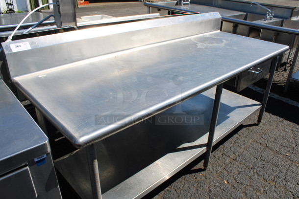 Stainless Steel Commercial Table w/ Back Splash, Drawer and Under Shelf. 84x32x42 - Image 2 of 5