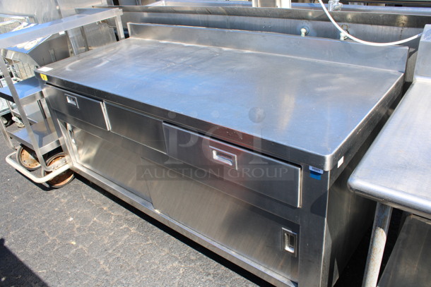 Stainless Steel Commercial Counter w/ 2 Drawers, 2 Doors, Undershelf and Back Splash. 72x30x38 - Image 2 of 6