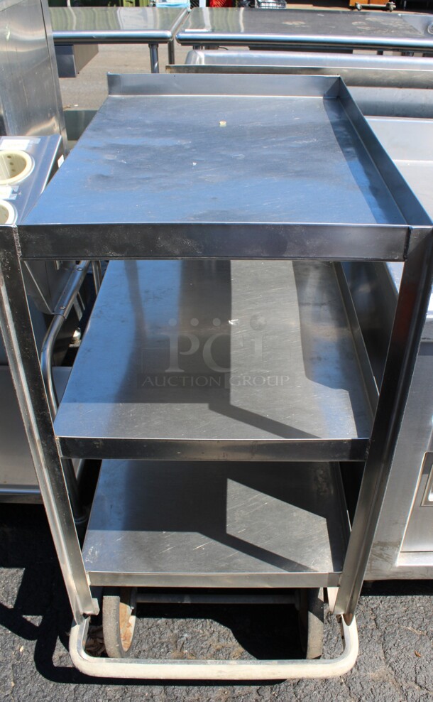 Stainless Steel Commercial 3 Tier Cart on Commercial Casters. 24x40x42