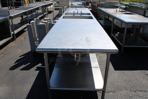 Stainless Steel Commercial Counter w/ 2 Sink Basins, Faucet, Handles, 2 Drawers and Undershelf. 180x36x34. Bay 18x30x10 - Image 2 of 7