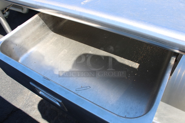 Stainless Steel Commercial Counter w/ 2 Sink Basins, Faucet, Handles, 2 Drawers and Undershelf. 180x36x34. Bay 18x30x10 - Image 6 of 7