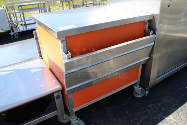 Stainless Steel Commercial Counter w/ 2 Tray Slides on Commercial Casters. 33x33x35.5 - Image 2 of 5