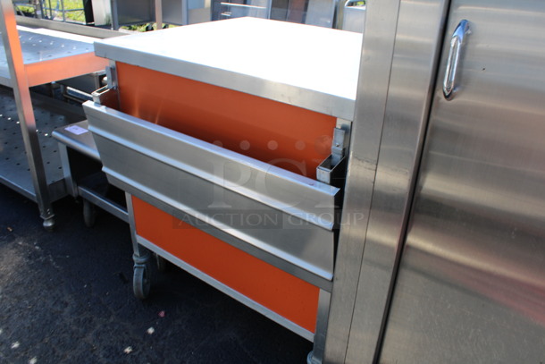 Stainless Steel Commercial Counter w/ 2 Tray Slides on Commercial Casters. 33x33x35.5 - Image 4 of 5