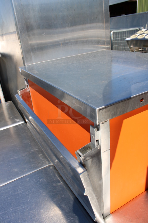Stainless Steel Commercial Counter w/ 2 Tray Slides on Commercial Casters. 33x33x35.5 - Image 5 of 5