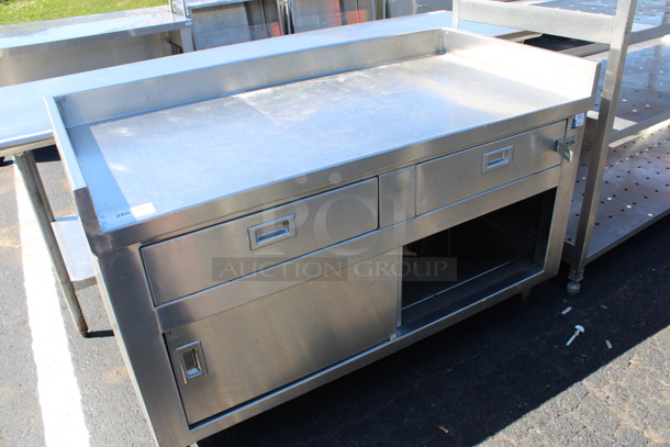 Stainless Steel Counter w/ Backsplash, Side Splash Guards, 2 Drawers, 2 Doors and Undershelf. 60.5x30x38 - Image 2 of 5
