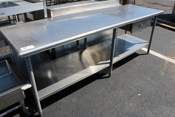 Stainless Steel Commercial Table w/ Drawer and Undershelf. 96x30x34