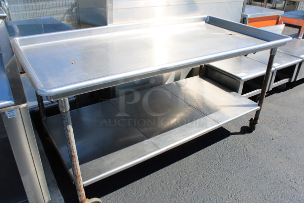 Stainless Steel Commercial Table w/ Under Shelf on Commercial Casters. 74x38x37 - Image 1 of 4