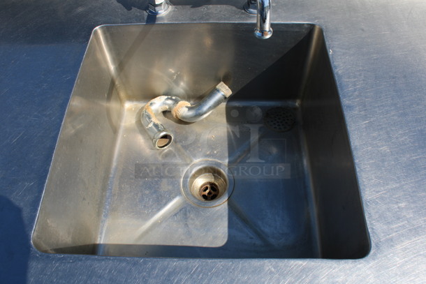 Stainless Steel Commercial Table w/ Sink Bay, Faucet, Handles, Back Splash, Side Splash Guards, 2 Doors and Under Shelf. 72x30x42. Bay 18x18x10 - Image 5 of 6