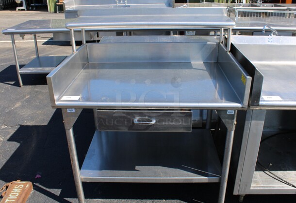 Stainless Steel Commercial Table w/ Drawer, Over Shelf, Under Shelf. 42x30x50.5