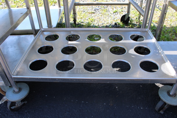 Stainless Steel Commercial 2 Tier Silverware Dolly w/ 6 Drop Ins on Commercial Casters. 40x24x42 - Image 3 of 5
