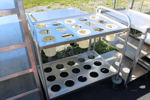 Stainless Steel Commercial 2 Tier Silverware Dolly w/ 6 Drop Ins on Commercial Casters. 40x24x42 - Image 5 of 5