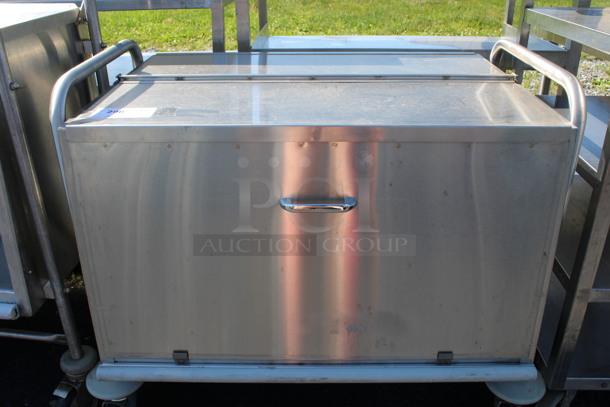 Stainless Steel Commercial Double Sided Dish Cart on Commercial Casters. 34x28x31.5