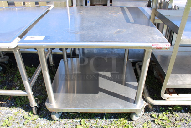 Stainless Steel Commercial Table w/ Under Shelf on Commercial Casters. 30x30x28 - Image 1 of 3