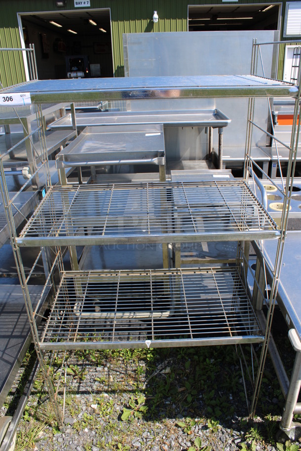 Metal 3 Tier Shelving Unit. BUYER MUST DISMANTLE. PCI CANNOT DISMANTLE FOR SHIPPING. PLEASE CONSIDER FREIGHT CHARGES. 36x21x62 - Image 3 of 3