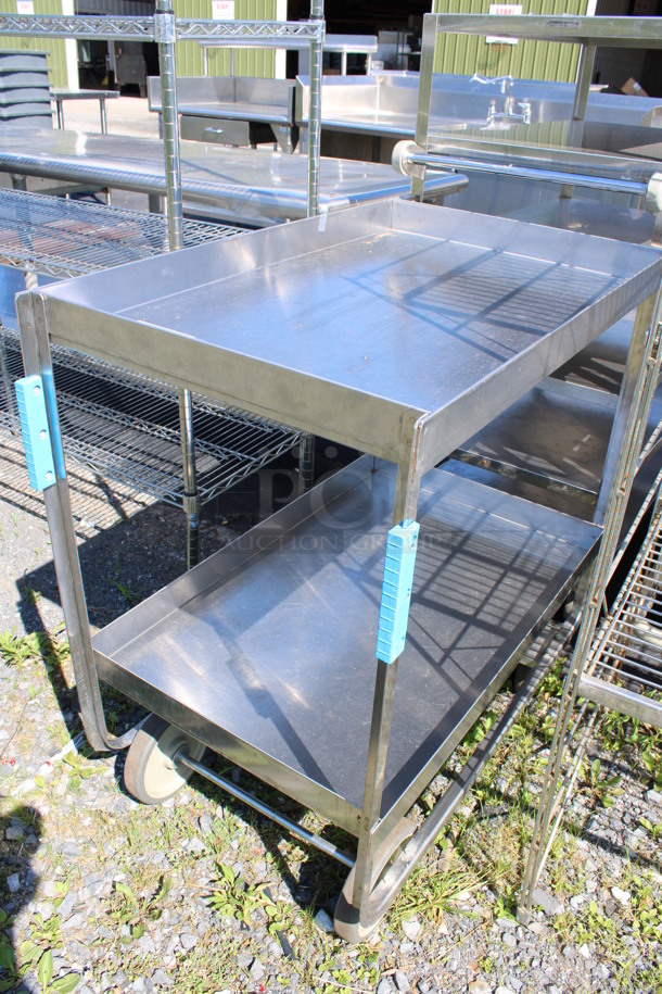 Stainless Steel Commercial 2 Tier Cart on Commercial Casters. 21x38x38 - Image 2 of 4