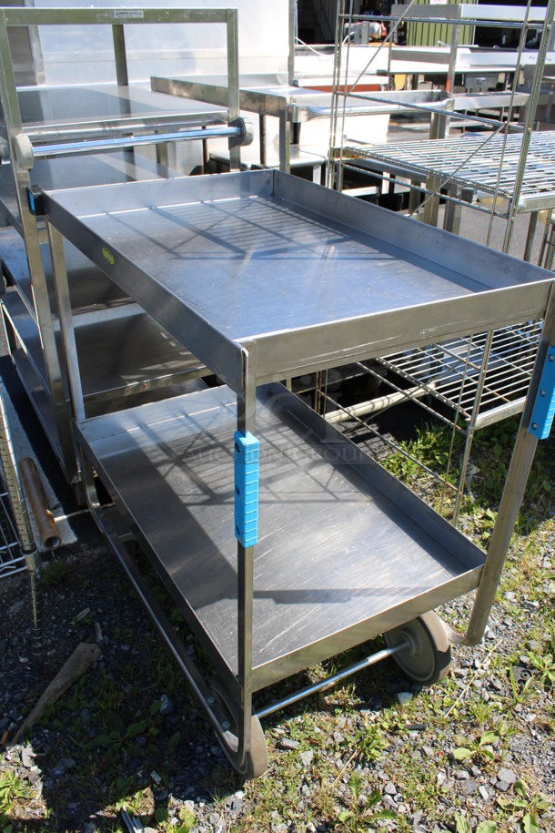 Stainless Steel Commercial 2 Tier Cart on Commercial Casters. 21x38x38 - Image 3 of 4