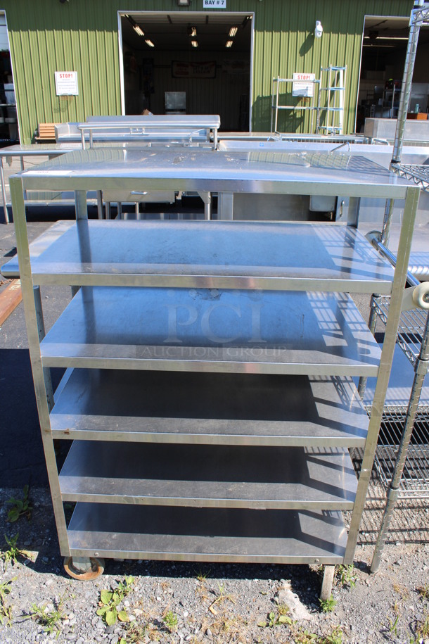 Stainless Steel Commercial 6 Tier Shelving Unit on Commercial Casters. 35x21x50