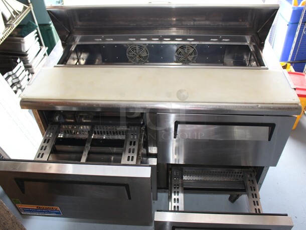 TurboAir Super Deluxe 4 drawer Make Table on commercial casters Working when removed  Model# TST-48SD-D4, 115V 60Hz 6.5amp  - Image 2 of 7