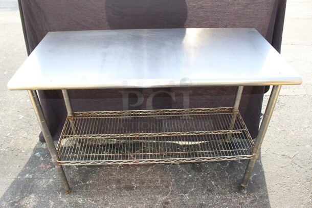 SS Table w/bottom rack storage and bull nose on both sides - Image 1 of 3