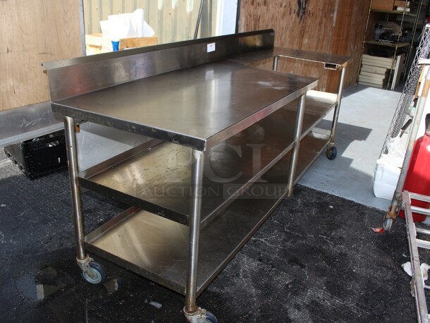 SS table on commercial casters w/two lower shelfs - Image 2 of 4