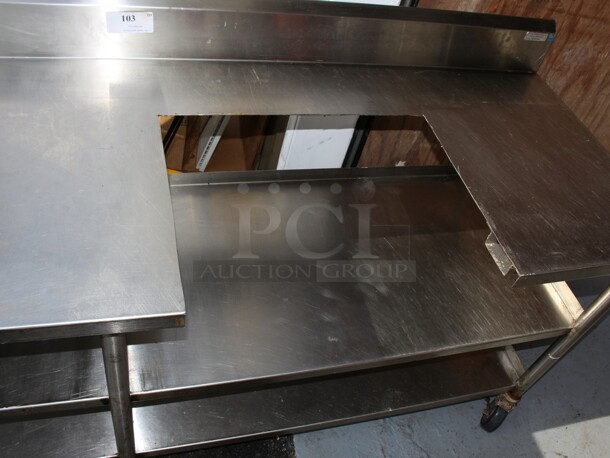 SS table on commercial casters w/two lower shelfs - Image 3 of 4